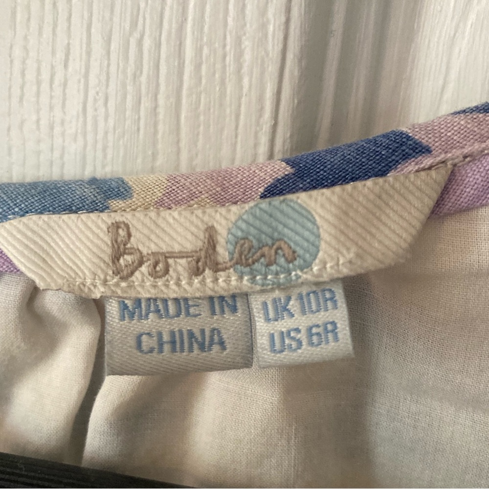 Boden Linen Floral Cap Sleeve Spring Dress Sz 6 - Picture 6 of 7